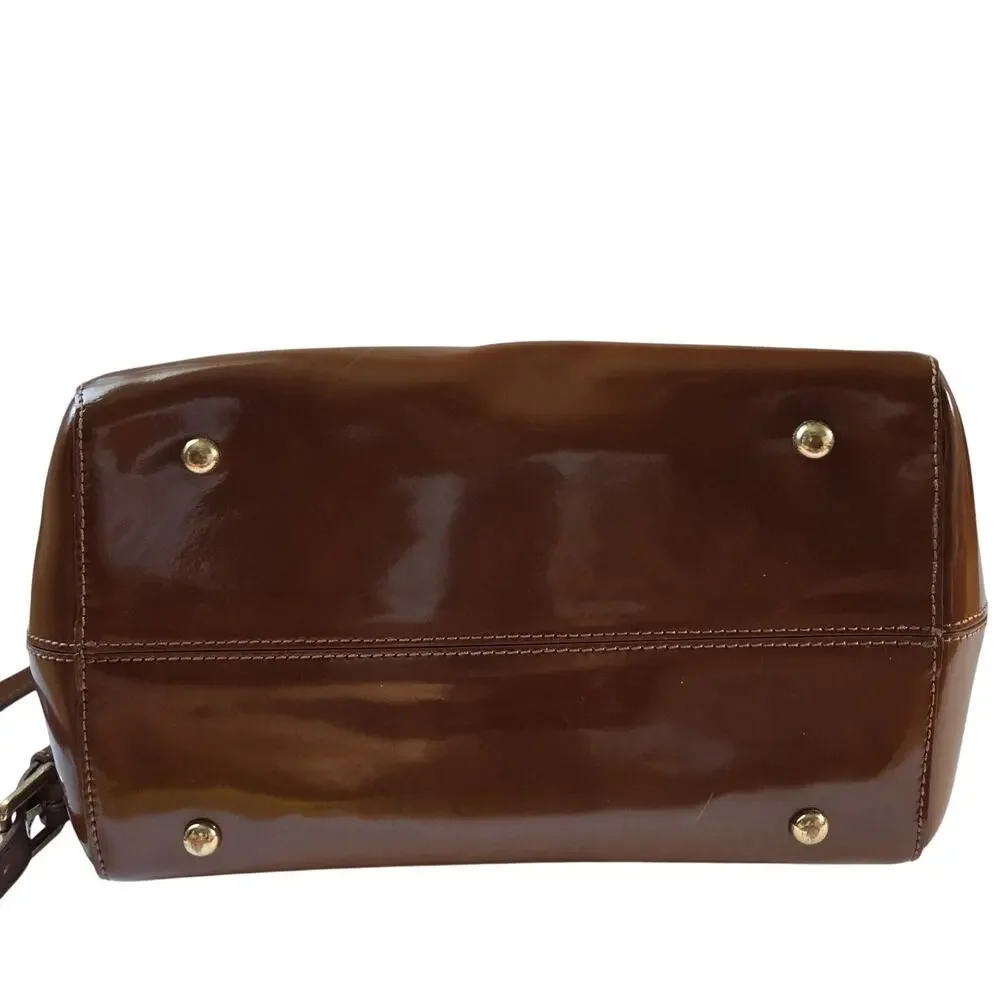 IACUCCI Italy Leather Leopard Haircalf Satchel Bag Brown Gold Hardware